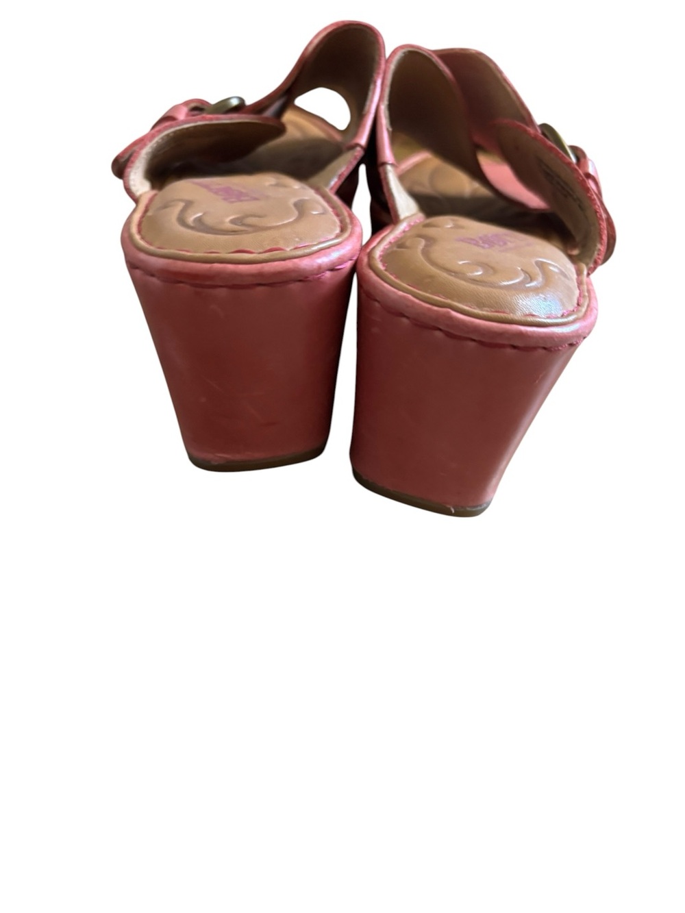 Born Pink Leather Crisscross Slide Mules with Buckle - Picture 13 of 13